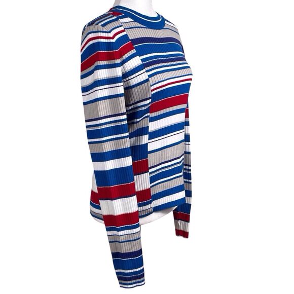 RAG & BONE Women’s Mason Crew Sweater Size Large Ribbed Striped Red Blue EUC - Picture 10 of 16